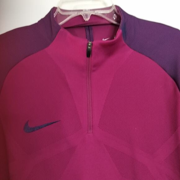 4537) Nike Aeroswift Lightweight Purple Quarter Zip Soccer Purple Top XL - Picture 7 of 11
